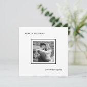 Minimalist Modern Black and White Photo Christmas シーズンカード (スタンド正面)