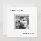 Minimalist Modern Black and White Photo Christmas シーズンカード (正面)