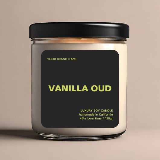 Minimalist modern black green luxury candle スクエアシール