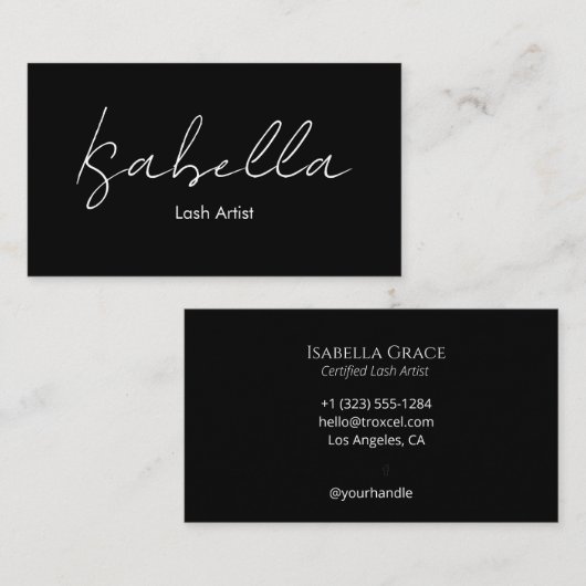 Minimalist Modern Black Lash Artist 名刺 (正面/裏面)