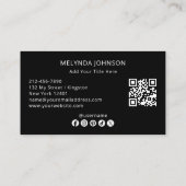Minimalist Modern Black QR Code Social Media 名刺 (裏面)