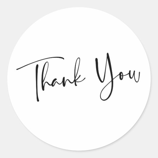 Minimalist Modern Black Script Thank You ラウンドシール (正面)