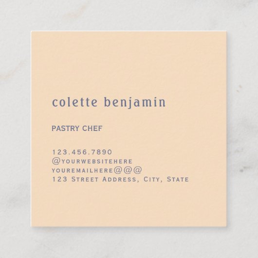 Minimalist Modern Blue-Grey & Pale Peach スクエア名刺 (裏面)