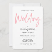 Minimalist Modern Blush Pink QR Code Wedding 招待状 (正面)