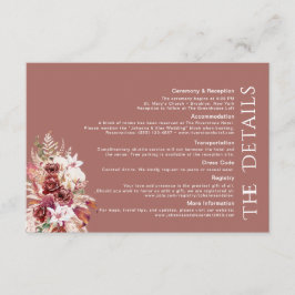 Minimalist Modern Burgundy QR Wedding Details  エンクロージャーカード