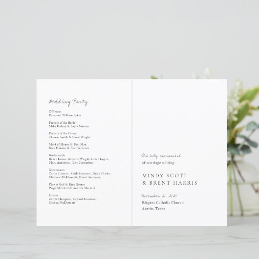 Minimalist Modern Catholic Wedding Program (スタンド正面)