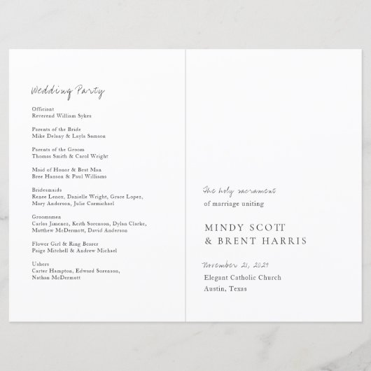 Minimalist Modern Catholic Wedding Program (正面)