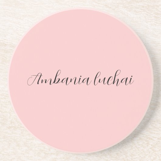 Minimalist Modern Champagne Pink Plain Coaster  コースター (正面)
