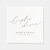 Minimalist Modern Chic Script Couples Shower スタンダードカクテルナプキン (正面)