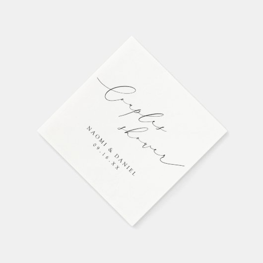 Minimalist Modern Chic Script Couples Shower スタンダードカクテルナプキン (角)
