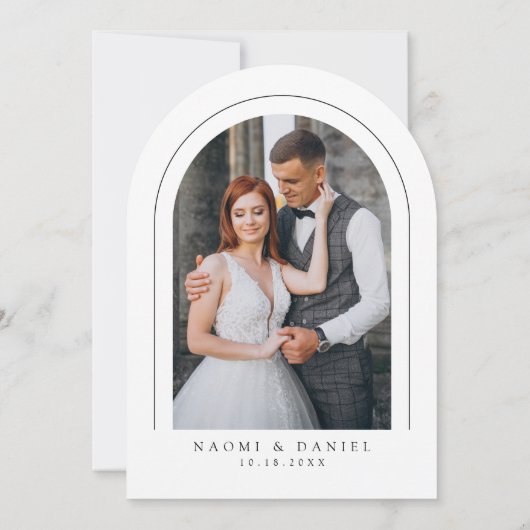 Minimalist Modern Chic Script Elegant Arch Wedding 招待状 (裏面)