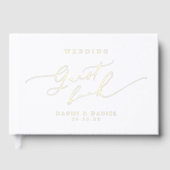 Minimalist Modern Chic Script Elegant Wedding ゲストブック (正面)