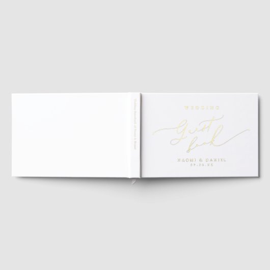 Minimalist Modern Chic Script Elegant Wedding ゲストブック (全面)