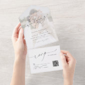 Minimalist Modern Chic Script Elegant Wedding All オールインワン招待状 (貼ってはがせる)