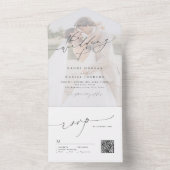 Minimalist Modern Chic Script Elegant Wedding All オールインワン招待状 (内側)