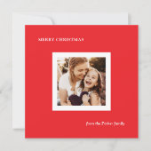 Minimalist Modern Christmas Red with Photo シーズンカード (正面)