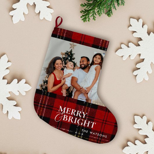 Minimalist Modern Classic Family Photo  ラージクリスマスストッキング