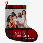 Minimalist Modern Classic Family Photo  ラージクリスマスストッキング (正面)