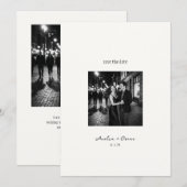 Minimalist Modern Classy Script Photo QR Wedding セーブザデート (正面/裏面)