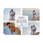 Minimalist Modern Collage 4 Custom Photos Wedding マグネット (横)