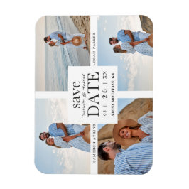 Minimalist Modern Collage 4 Custom Photos Wedding マグネット