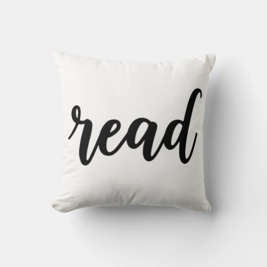 Minimalist Modern Cursive "read" Calligraphy クッション (正面)