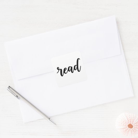Minimalist Modern Cursive "read" Calligraphy スクエアシール (封筒)