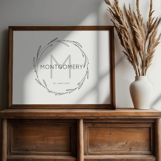 Minimalist Modern Custom Name Sign Wedding Gift ポスター