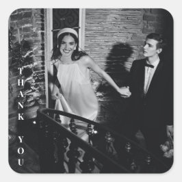 Minimalist Modern Custom Photo Wedding Thank You スクエアシール