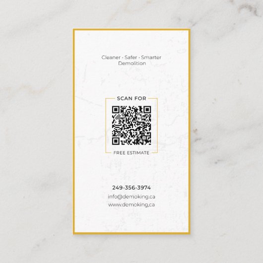 Minimalist Modern Demolition King Business Card 名刺 (裏面)