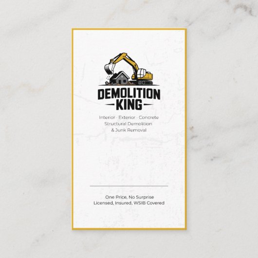 Minimalist Modern Demolition King Business Card 名刺 (正面)