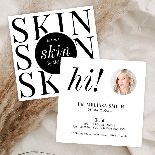 Minimalist Modern Dermatologist Aesthetician Photo スクエア名刺