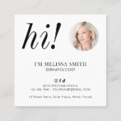 Minimalist Modern Dermatologist Aesthetician Photo スクエア名刺 (裏面)