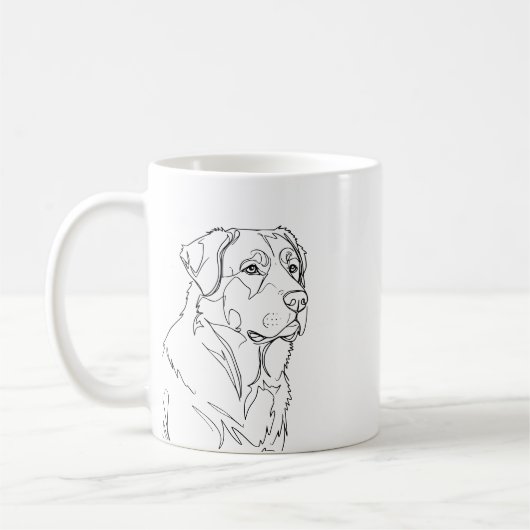 Minimalist Modern Dog Line Art Drawing コーヒーマグカップ (左)