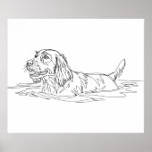 Minimalist Modern Dog Line Art Drawing ポスター (正面)