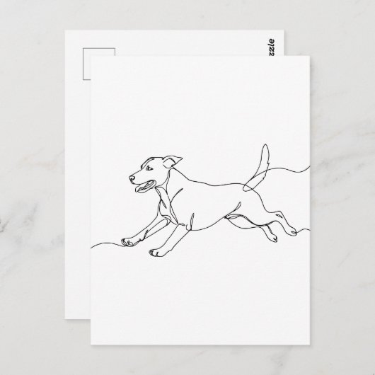 Minimalist Modern Dog Line Art Drawing ポストカード (正面/裏面)