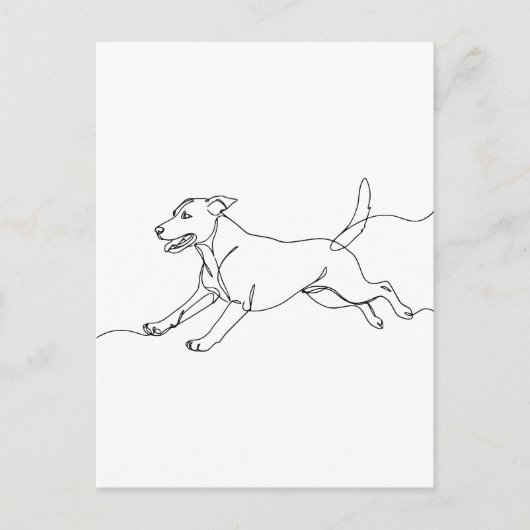 Minimalist Modern Dog Line Art Drawing ポストカード (正面)