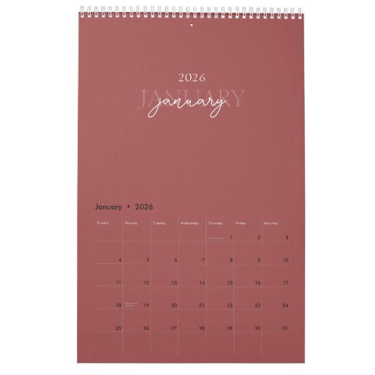 Minimalist Modern Elegant 2026 Calendar カレンダー (1月 2026)