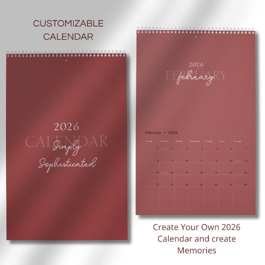 Minimalist Modern Elegant 2026 Calendar カレンダー