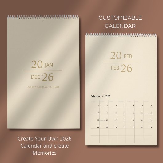 Minimalist Modern Elegant 2026 Calendar カレンダー