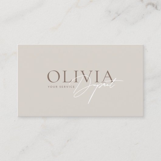 Minimalist Modern Elegant Beige Neutral 名刺 (正面)