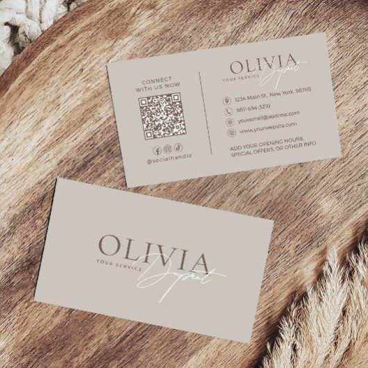 Minimalist Modern Elegant Beige Neutral 名刺