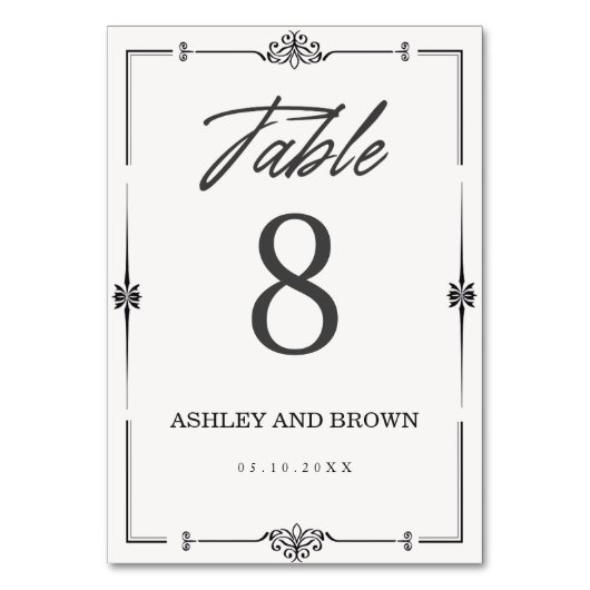 Minimalist Modern Elegant Boho Simple Table Number テーブルナンバー (正面)