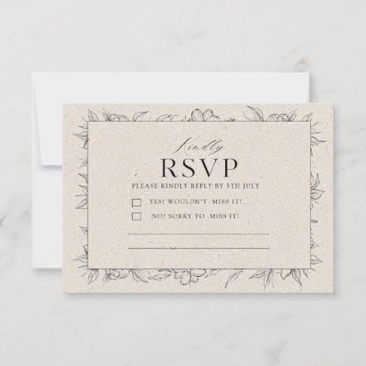 Minimalist Modern Elegant Cream Clean RSVP Card |  (正面)