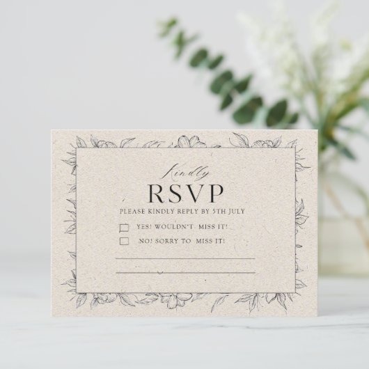 Minimalist Modern Elegant Cream Clean RSVP Card |  (スタンド正面)