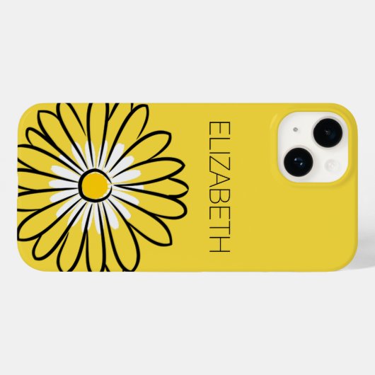 Minimalist Modern Elegant Daisy flower and text Case-Mate iPhoneケース (裏面 (横))