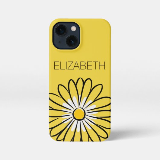 Minimalist Modern Elegant Daisy flower and text iPhoneケース (裏面)