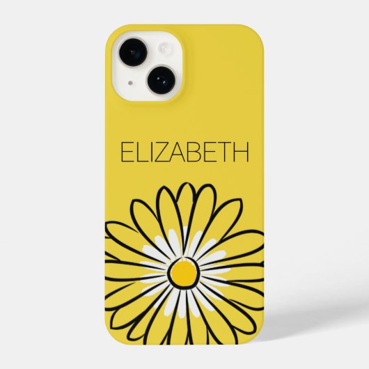 Minimalist Modern Elegant Daisy flower and text iPhoneケース (裏面)