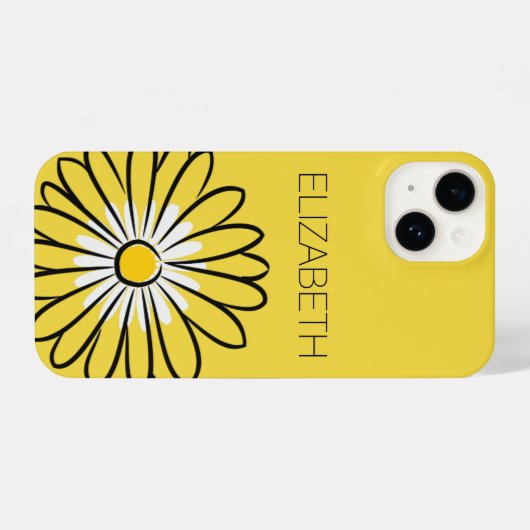 Minimalist Modern Elegant Daisy flower and text iPhoneケース (裏面横)