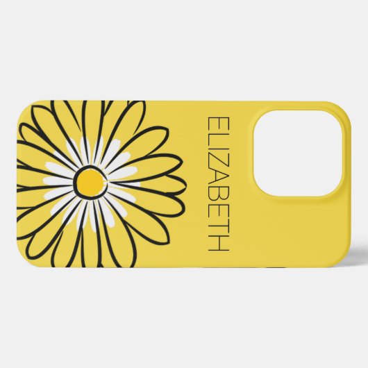 Minimalist Modern Elegant Daisy flower and text iPhoneケース (裏面横)